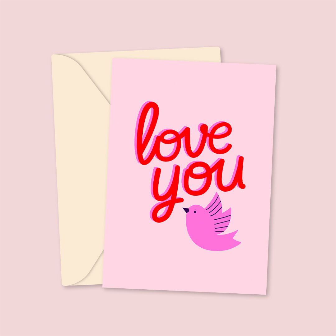 loveyoubirdSM Love You - Birdy Valentines Day Card