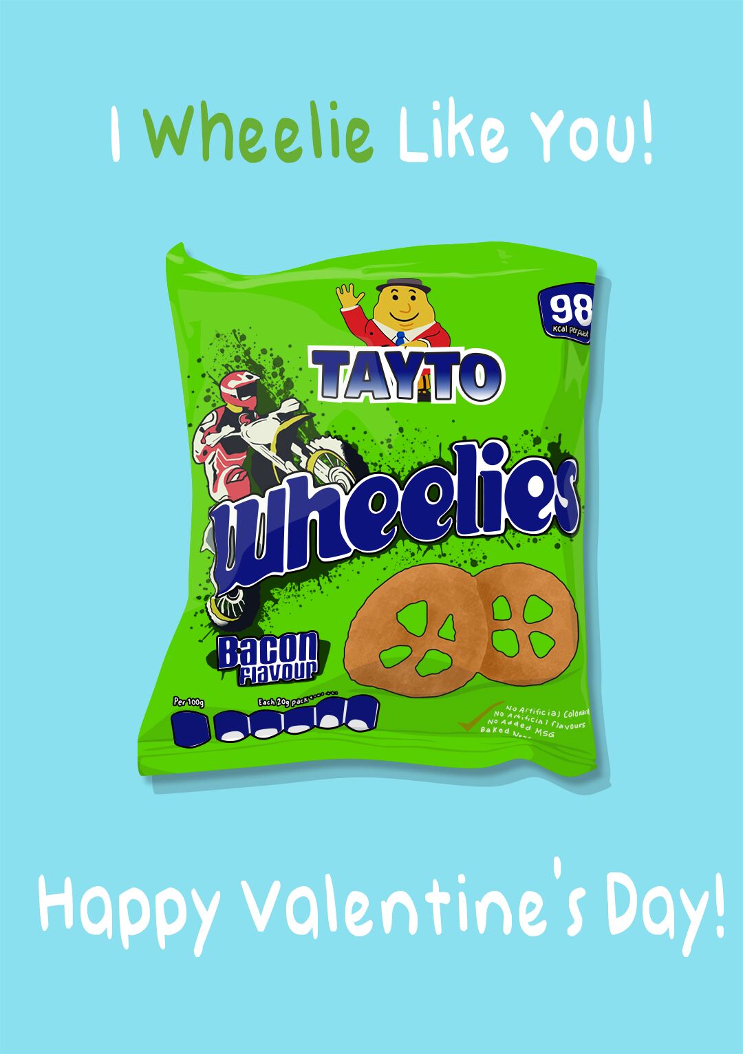 wheeliesvalentinesFRONT I Wheelie Like You... - Wheelies Crisps Inspired Valentine's Card