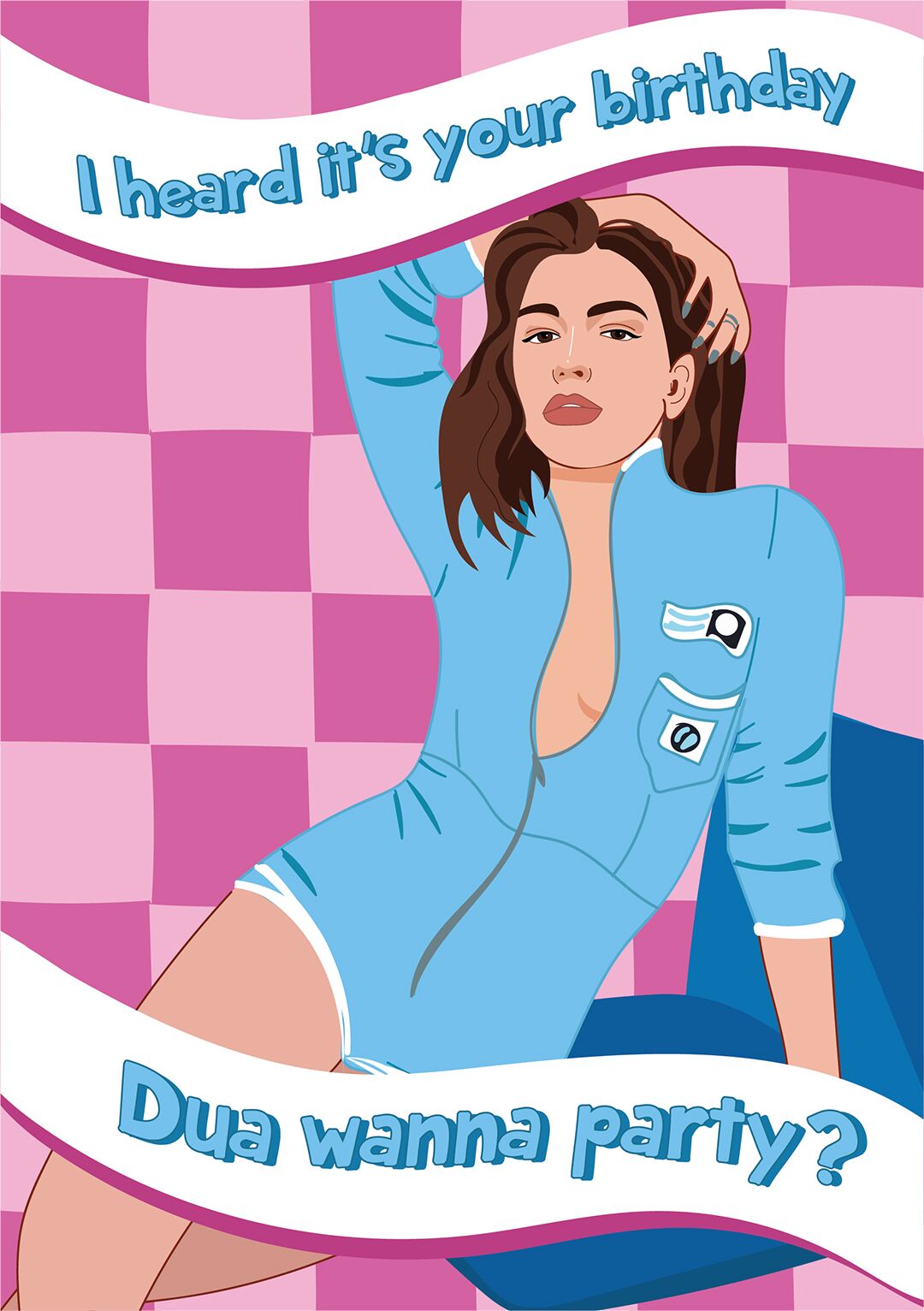 Resized Dua Lipa Birthday Laura Lonsdale greetings card I Heard It's Your Birthday - Dua Wanna Party?