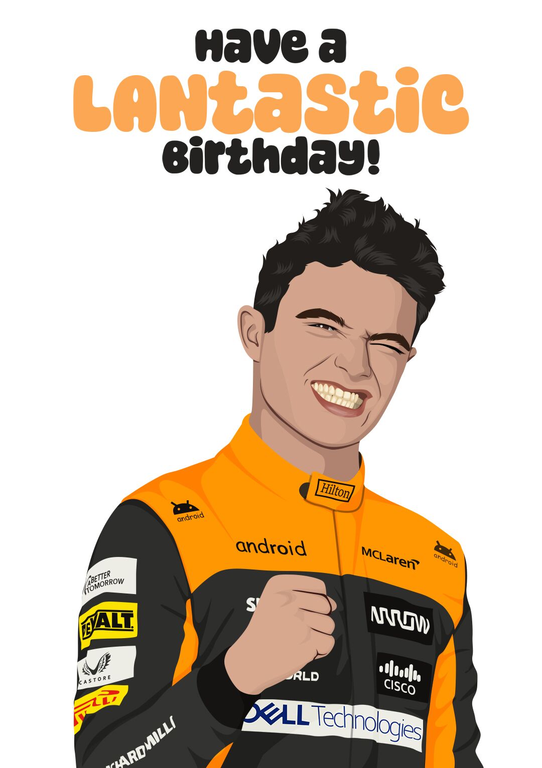 landonorrisFRONT Have a LANtastic Birthday! - Lando Norris Inspired Card