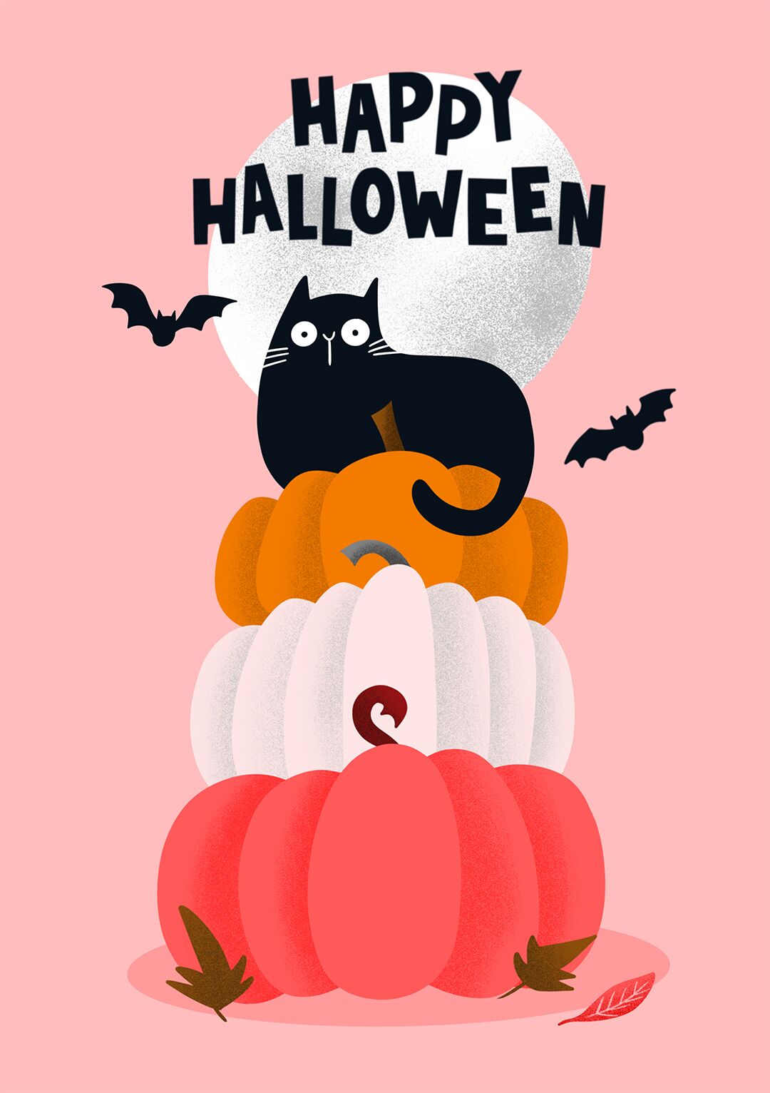 happy Halloween greeting card pumpkins