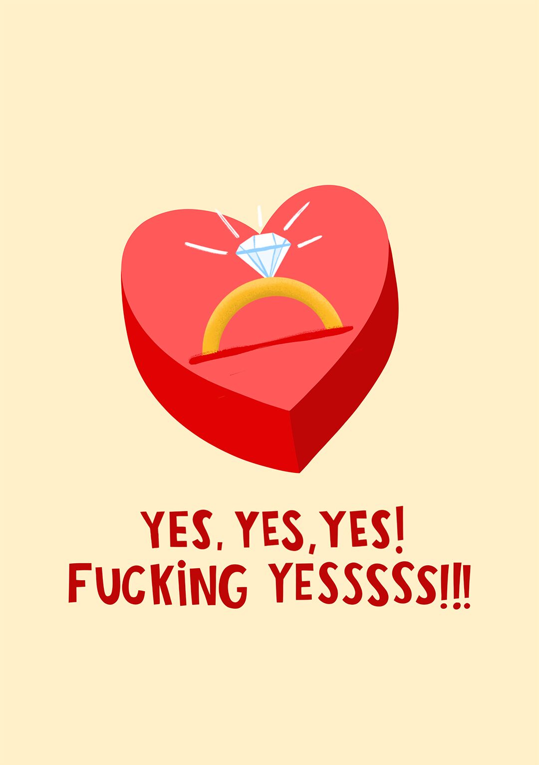 Yes Yes Yes Engagement Card Greeting Card