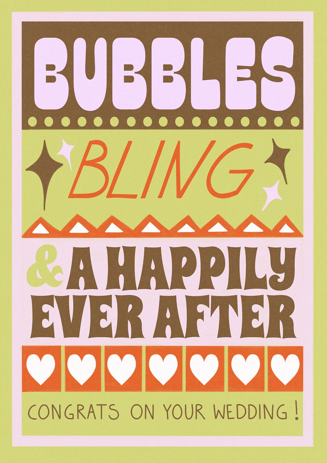 Congrats On Your Wedding Bubbles and Bling Greetings Card