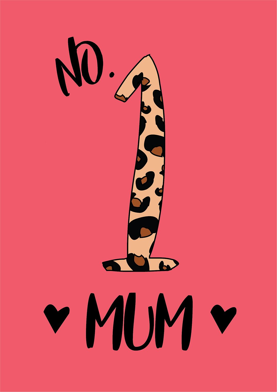 No.1 Mum Leopard Print - Mother's Day Card