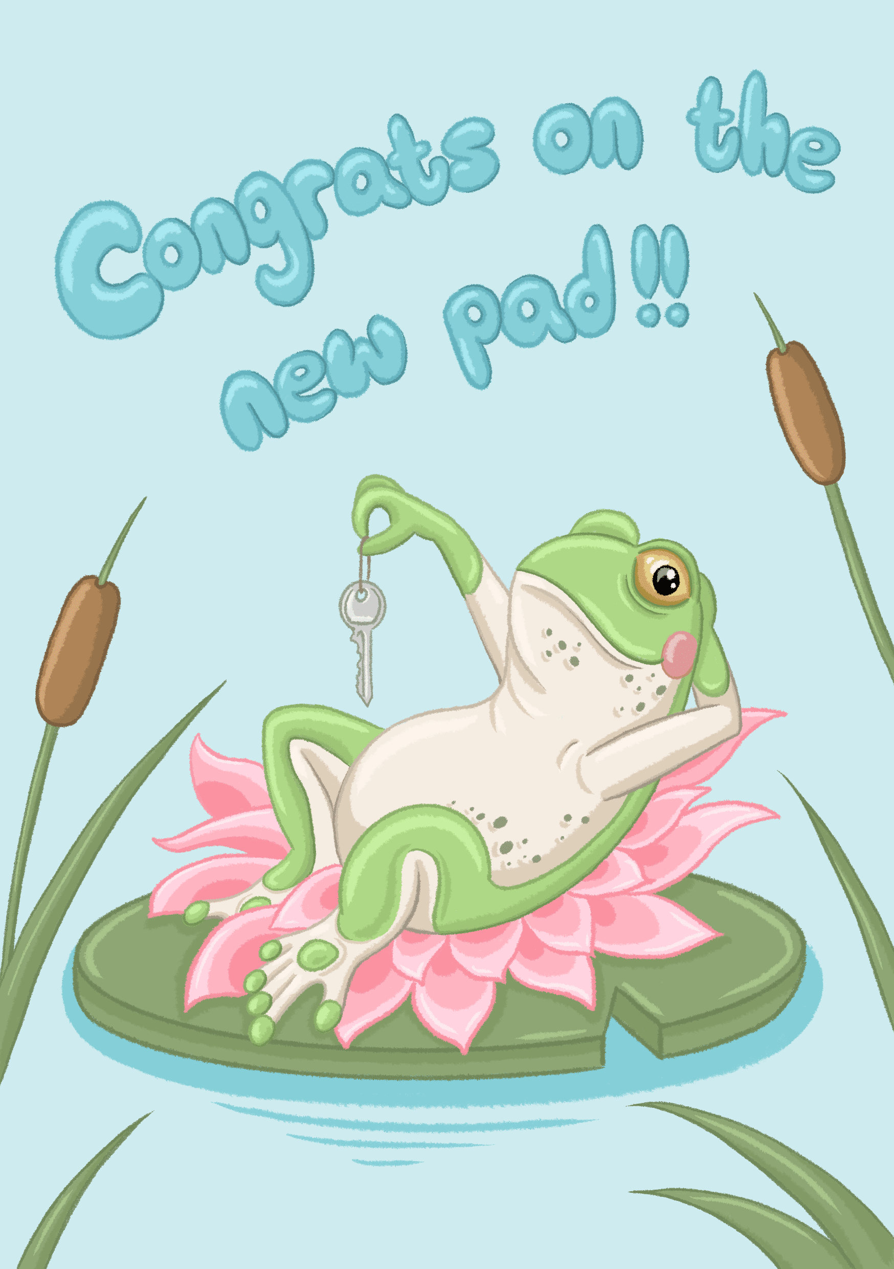 Congrats on The New Pad! - Cute Frog Card